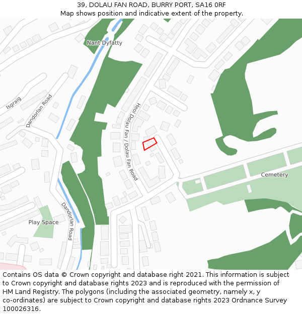 39, DOLAU FAN ROAD, BURRY PORT, SA16 0RF: Location map and indicative extent of plot