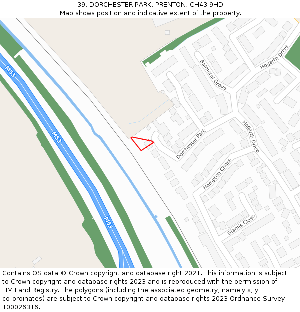 39, DORCHESTER PARK, PRENTON, CH43 9HD: Location map and indicative extent of plot