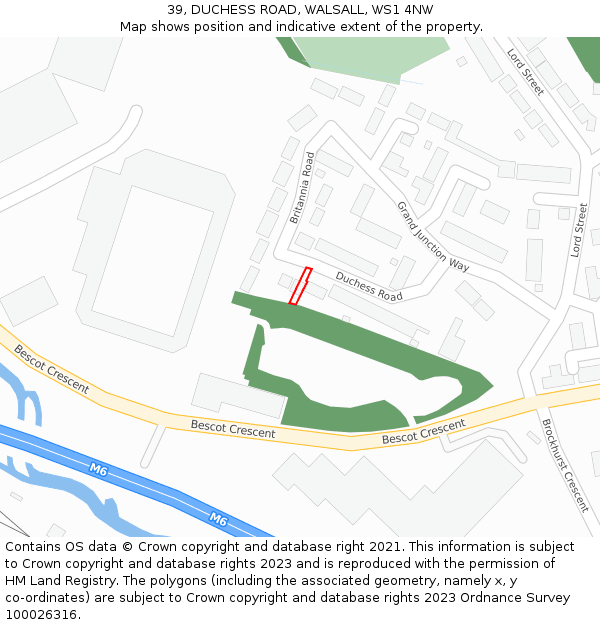 39, DUCHESS ROAD, WALSALL, WS1 4NW: Location map and indicative extent of plot