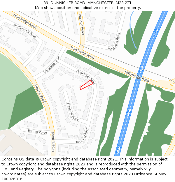 39, DUNNISHER ROAD, MANCHESTER, M23 2ZL: Location map and indicative extent of plot