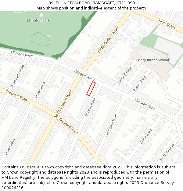 39, ELLINGTON ROAD, RAMSGATE, CT11 9SR: Location map and indicative extent of plot