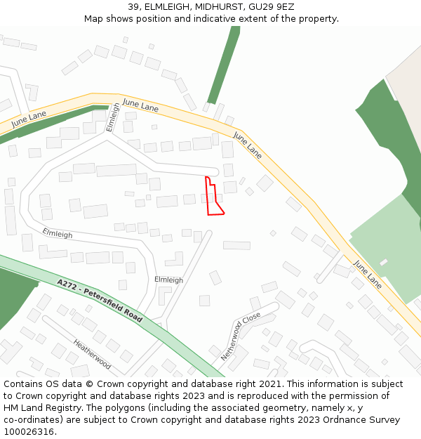 39, ELMLEIGH, MIDHURST, GU29 9EZ: Location map and indicative extent of plot