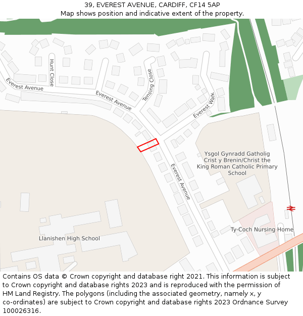 39, EVEREST AVENUE, CARDIFF, CF14 5AP: Location map and indicative extent of plot