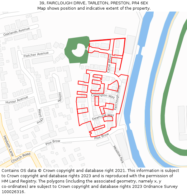 39, FAIRCLOUGH DRIVE, TARLETON, PRESTON, PR4 6EX: Location map and indicative extent of plot