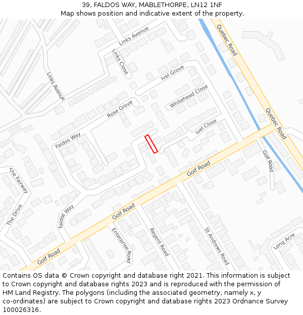 39, FALDOS WAY, MABLETHORPE, LN12 1NF: Location map and indicative extent of plot