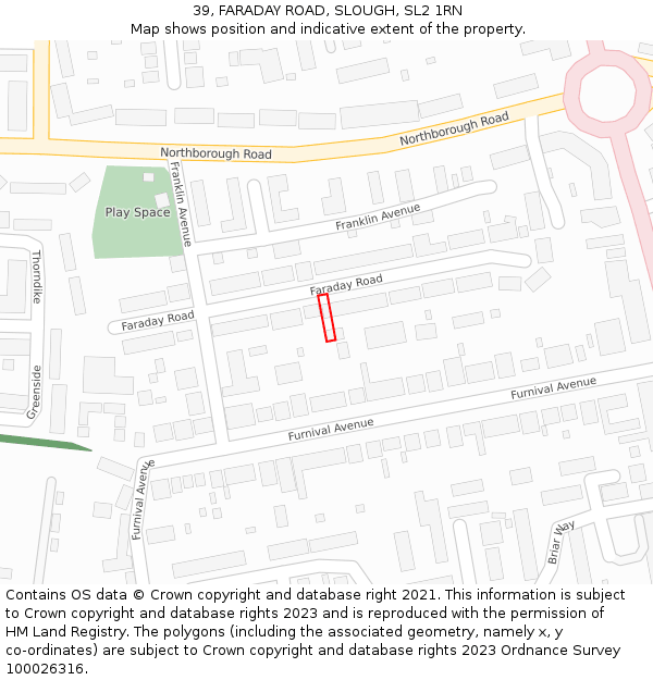 39, FARADAY ROAD, SLOUGH, SL2 1RN: Location map and indicative extent of plot