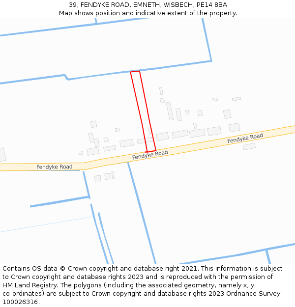 39, FENDYKE ROAD, EMNETH, WISBECH, PE14 8BA: Location map and indicative extent of plot