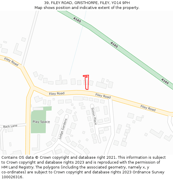 39, FILEY ROAD, GRISTHORPE, FILEY, YO14 9PH: Location map and indicative extent of plot