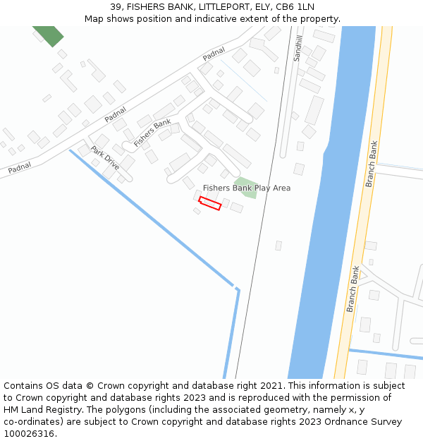 39, FISHERS BANK, LITTLEPORT, ELY, CB6 1LN: Location map and indicative extent of plot