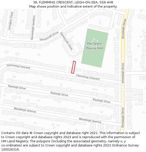 39, FLEMMING CRESCENT, LEIGH-ON-SEA, SS9 4HR: Location map and indicative extent of plot