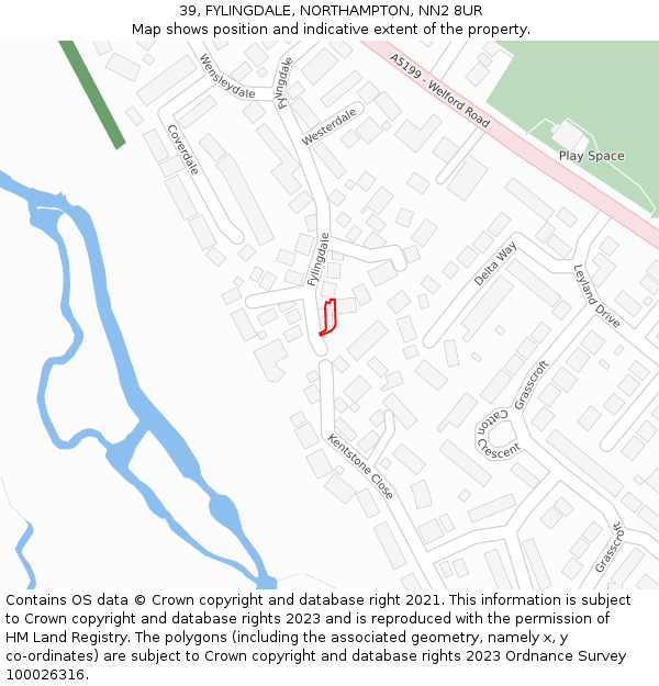 39, FYLINGDALE, NORTHAMPTON, NN2 8UR: Location map and indicative extent of plot
