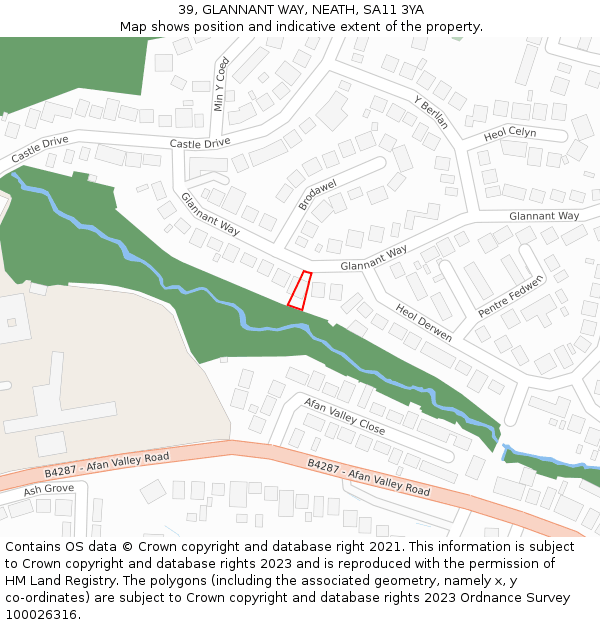 39, GLANNANT WAY, NEATH, SA11 3YA: Location map and indicative extent of plot