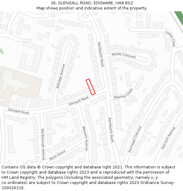 39, GLENGALL ROAD, EDGWARE, HA8 8SZ: Location map and indicative extent of plot