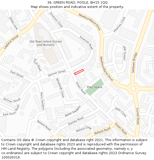 39, GREEN ROAD, POOLE, BH15 1QQ: Location map and indicative extent of plot