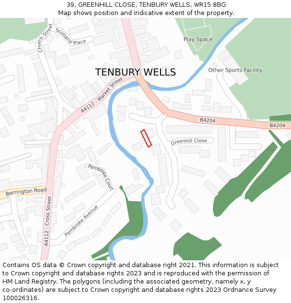 39, GREENHILL CLOSE, TENBURY WELLS, WR15 8BG: Location map and indicative extent of plot