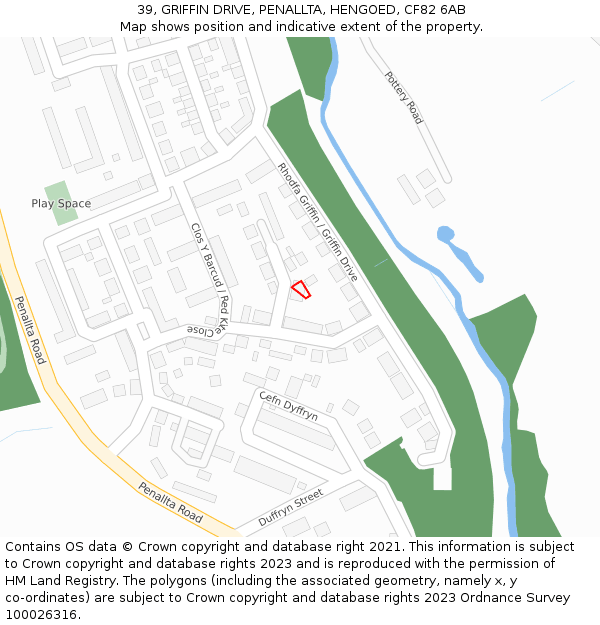 39, GRIFFIN DRIVE, PENALLTA, HENGOED, CF82 6AB: Location map and indicative extent of plot