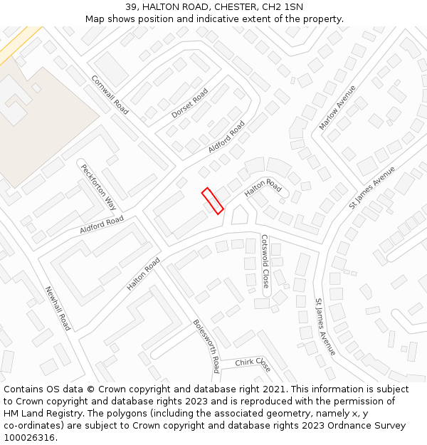 39, HALTON ROAD, CHESTER, CH2 1SN: Location map and indicative extent of plot