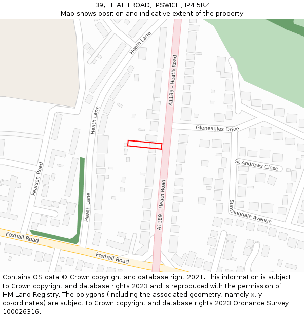 39, HEATH ROAD, IPSWICH, IP4 5RZ: Location map and indicative extent of plot