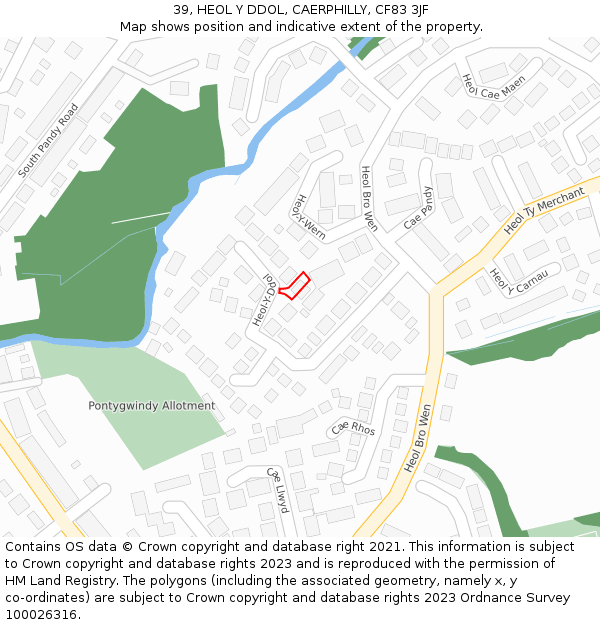 39, HEOL Y DDOL, CAERPHILLY, CF83 3JF: Location map and indicative extent of plot