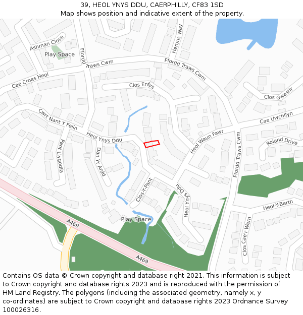 39, HEOL YNYS DDU, CAERPHILLY, CF83 1SD: Location map and indicative extent of plot