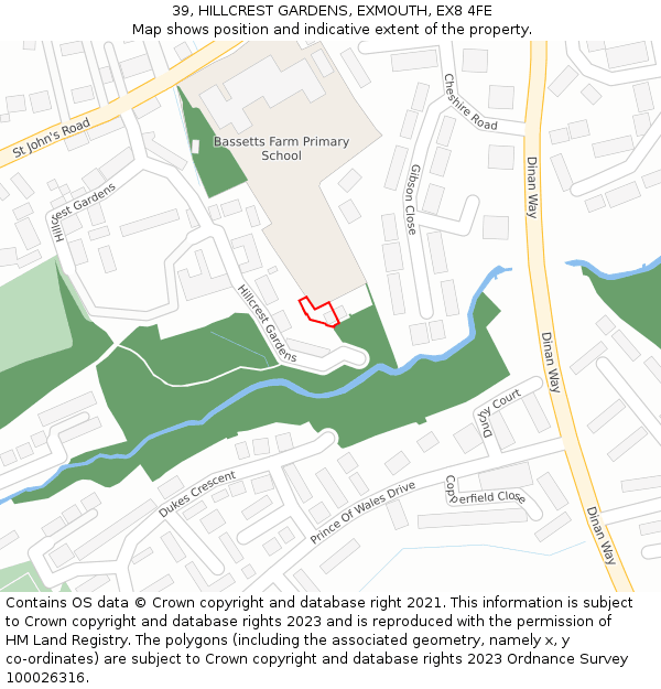 39, HILLCREST GARDENS, EXMOUTH, EX8 4FE: Location map and indicative extent of plot