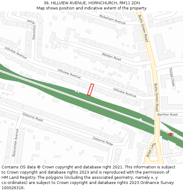 39, HILLVIEW AVENUE, HORNCHURCH, RM11 2DN: Location map and indicative extent of plot