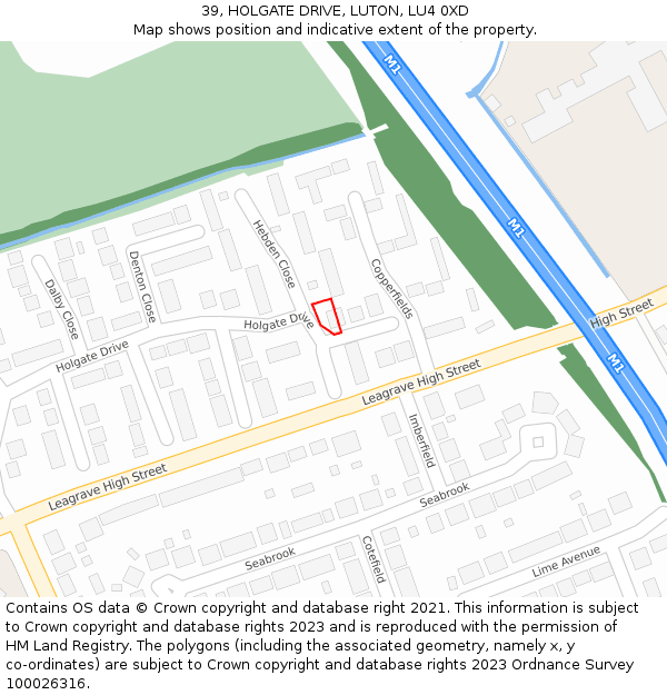 39, HOLGATE DRIVE, LUTON, LU4 0XD: Location map and indicative extent of plot