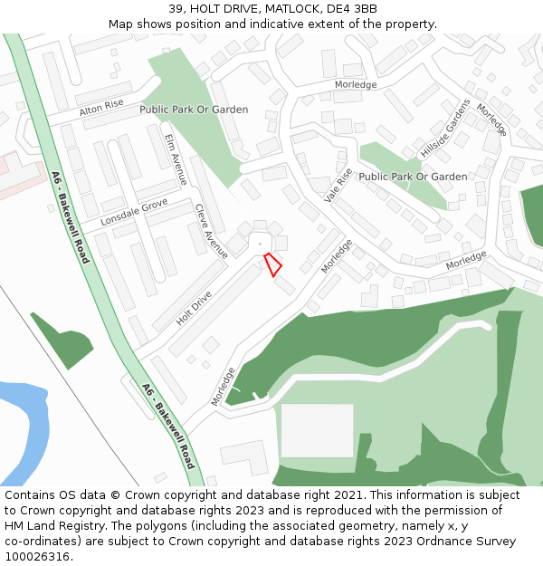 39, HOLT DRIVE, MATLOCK, DE4 3BB: Location map and indicative extent of plot