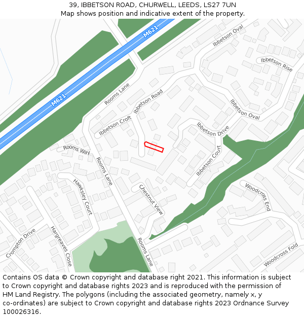 39, IBBETSON ROAD, CHURWELL, LEEDS, LS27 7UN: Location map and indicative extent of plot