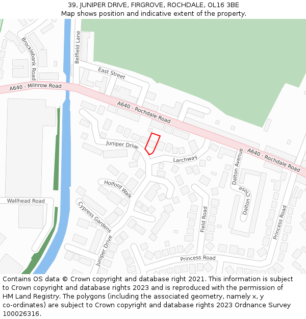 39, JUNIPER DRIVE, FIRGROVE, ROCHDALE, OL16 3BE: Location map and indicative extent of plot