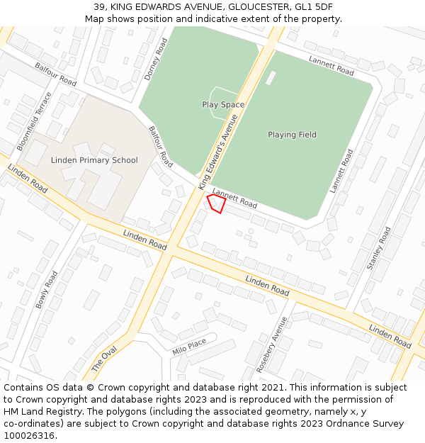 39, KING EDWARDS AVENUE, GLOUCESTER, GL1 5DF: Location map and indicative extent of plot