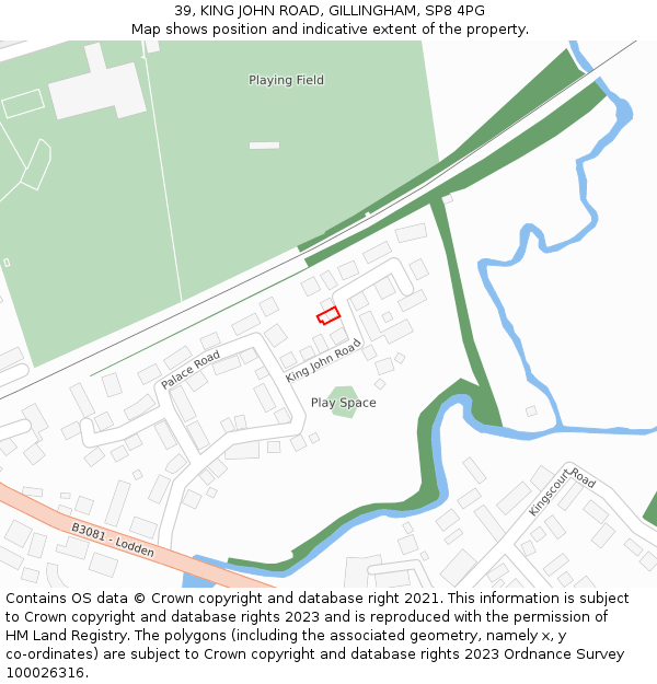 39, KING JOHN ROAD, GILLINGHAM, SP8 4PG: Location map and indicative extent of plot