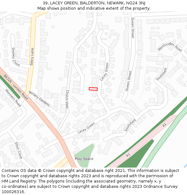 39, LACEY GREEN, BALDERTON, NEWARK, NG24 3NJ: Location map and indicative extent of plot