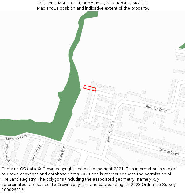 39, LALEHAM GREEN, BRAMHALL, STOCKPORT, SK7 3LJ: Location map and indicative extent of plot