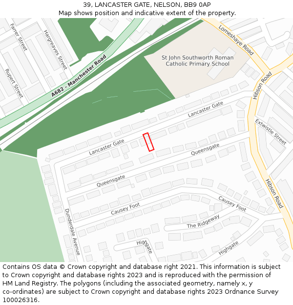 39, LANCASTER GATE, NELSON, BB9 0AP: Location map and indicative extent of plot