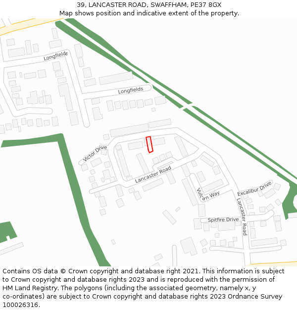 39, LANCASTER ROAD, SWAFFHAM, PE37 8GX: Location map and indicative extent of plot