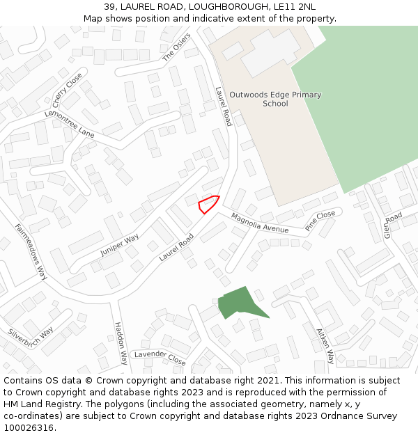 39, LAUREL ROAD, LOUGHBOROUGH, LE11 2NL: Location map and indicative extent of plot