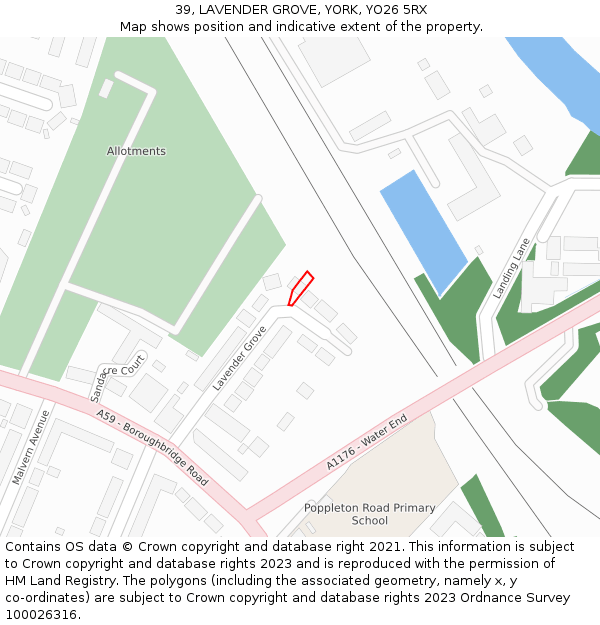 39, LAVENDER GROVE, YORK, YO26 5RX: Location map and indicative extent of plot