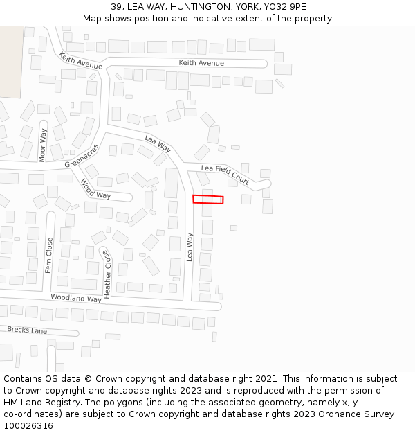 39, LEA WAY, HUNTINGTON, YORK, YO32 9PE: Location map and indicative extent of plot