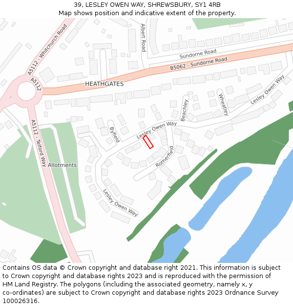 39, LESLEY OWEN WAY, SHREWSBURY, SY1 4RB: Location map and indicative extent of plot