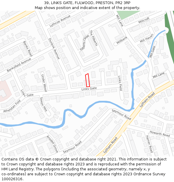 39, LINKS GATE, FULWOOD, PRESTON, PR2 3RP: Location map and indicative extent of plot