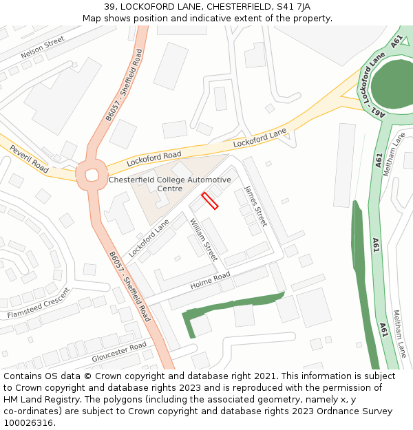 39, LOCKOFORD LANE, CHESTERFIELD, S41 7JA: Location map and indicative extent of plot