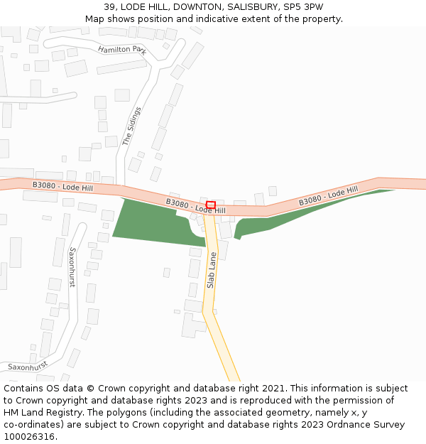 39, LODE HILL, DOWNTON, SALISBURY, SP5 3PW: Location map and indicative extent of plot