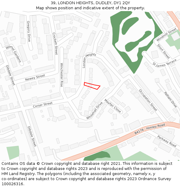 39, LONDON HEIGHTS, DUDLEY, DY1 2QY: Location map and indicative extent of plot