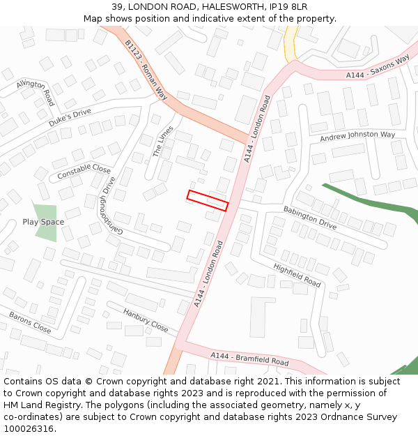 39, LONDON ROAD, HALESWORTH, IP19 8LR: Location map and indicative extent of plot