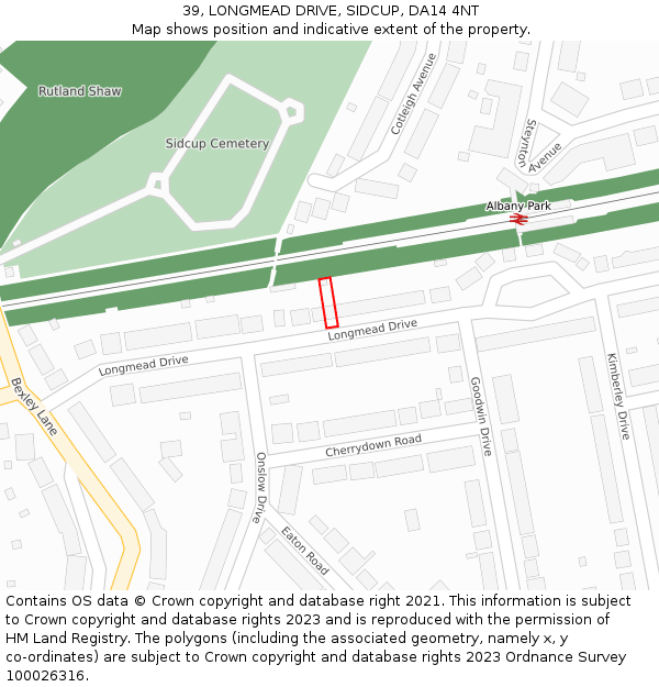 39, LONGMEAD DRIVE, SIDCUP, DA14 4NT: Location map and indicative extent of plot