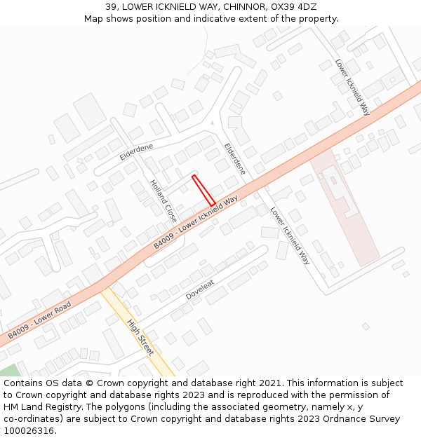 39, LOWER ICKNIELD WAY, CHINNOR, OX39 4DZ: Location map and indicative extent of plot