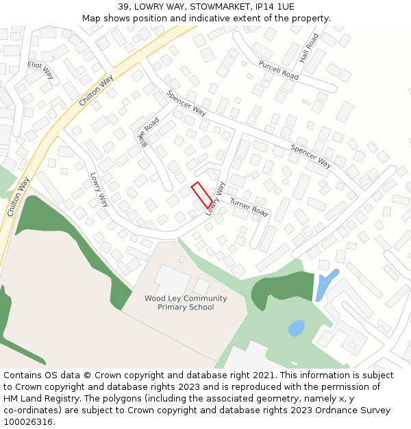 39, LOWRY WAY, STOWMARKET, IP14 1UE: Location map and indicative extent of plot