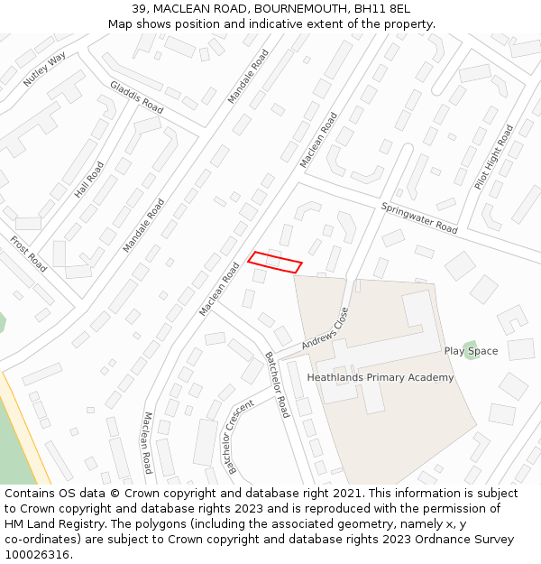 39, MACLEAN ROAD, BOURNEMOUTH, BH11 8EL: Location map and indicative extent of plot