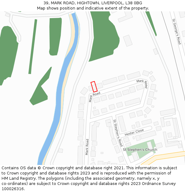 39, MARK ROAD, HIGHTOWN, LIVERPOOL, L38 0BG: Location map and indicative extent of plot